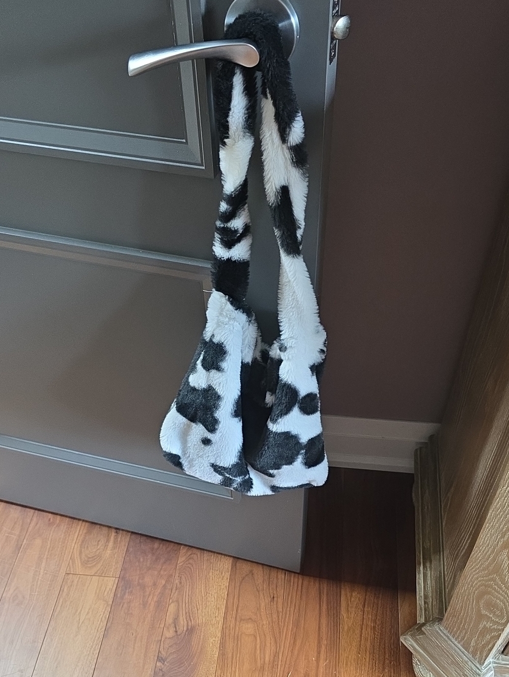 Black & White Faux Fur Cow Print Handbag
